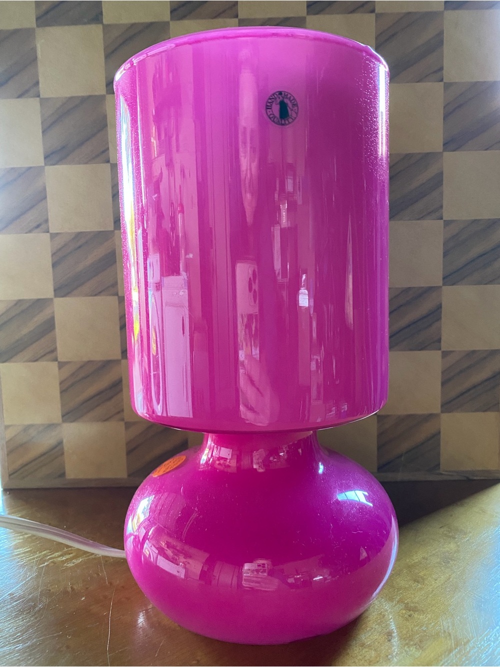 Gloss Hot Pink Lantern-Style Accent Lamp by